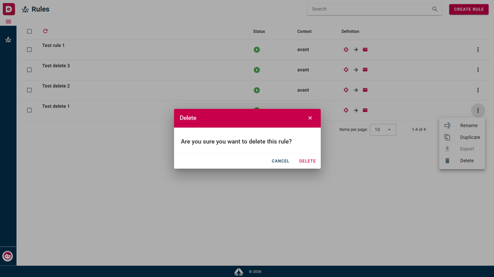 Delete modal window