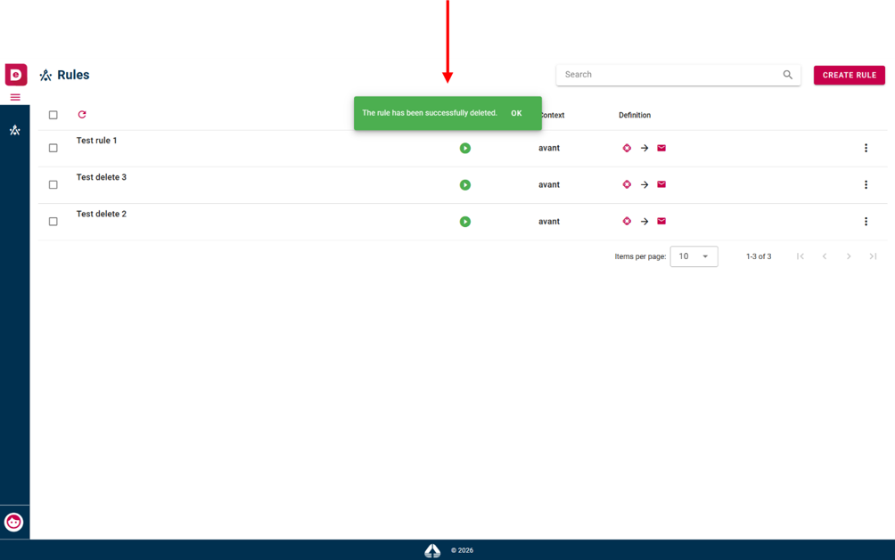 Successfully single deletion message