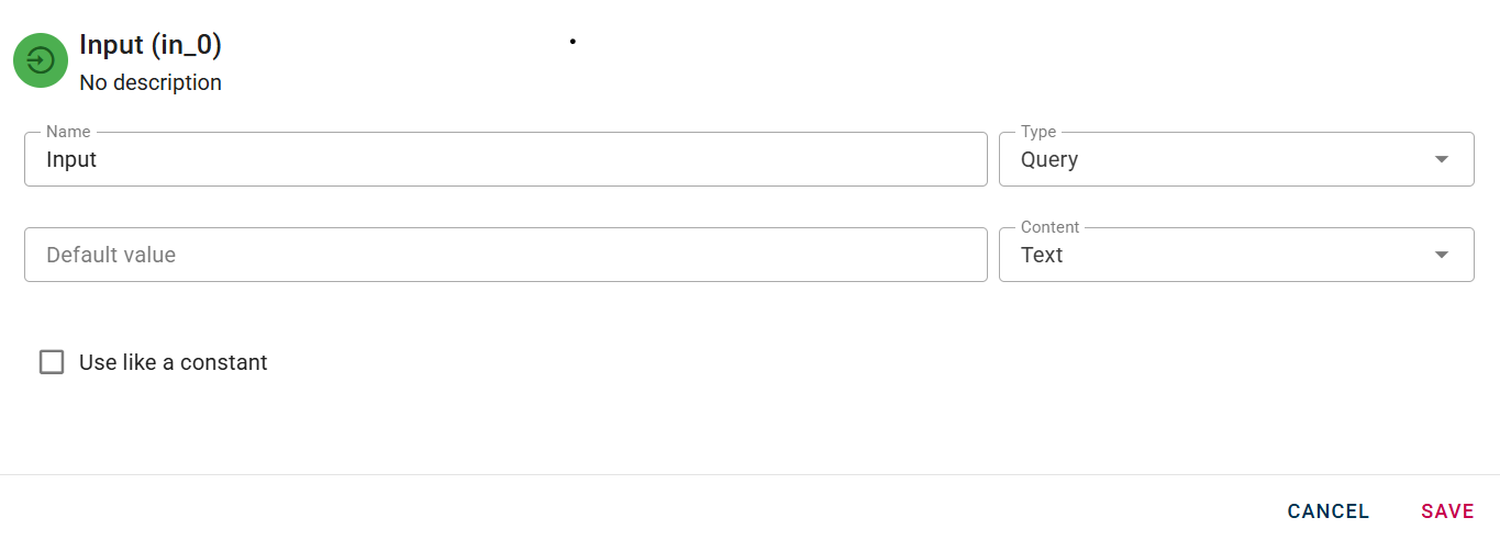 Input node settings